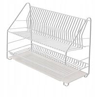 SUSZARKA 50x40CM OCIEKACZ DO NACZYŃ DWUPOZIOMOWA STOJĄCA BIAŁA SOLIDNA