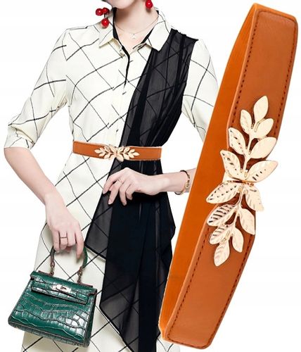 Damski Pasek Retro Gumowy Do Sukienki Listek Liść na Arena.pl