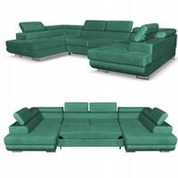 Narożnik kształt U rozkładany f. spania Bosso Family meble zielony welur