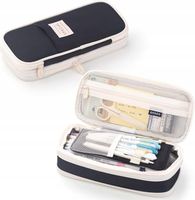 DUŻY PIÓRNIK WIELOFUNKCYJNY DWUKOMOROWY POJEMNY SASZETKA SZKOLNY CZARNY