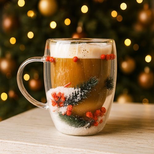 szklanka termiczna z kwiatami w środku, akcenty świąteczne na Arena.pl