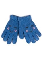 Rękawiczki dziewczęce wełniane ocieplane turkusowe buźka 14 YOCLUB