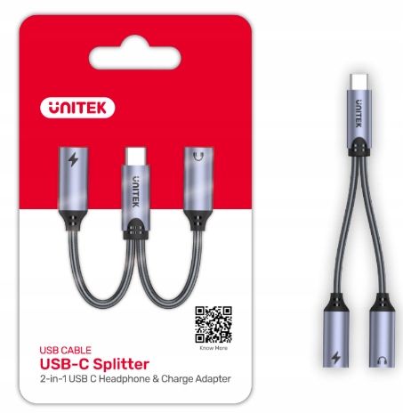 Kabel adapter Unitek M206A 2x USB-C, audio, 18W na Arena.pl