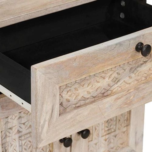 Stolik nocny Beżowy 50 x 33 x 60 cm lite drewno mango na Arena.pl