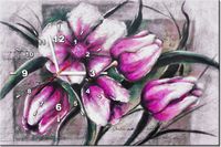 60CM 40CM ZEGAR OBRAZ KOMPOZYCJA TULIPANÓW DRUK PŁÓTNO RAMA