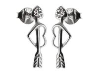 Eleganckie rodowane srebrne kolczyki serce i strzała miłości cyrkonie srebro 925 K2363