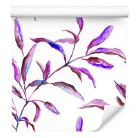 Tapeta fioletowe liście akwarela do sypialni salon