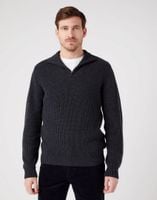 WRANGLER HALF ZIP KNIT MĘSKI SWETER KLASYCZNY ROZPINANY LOGO DARK GREY W8D0PJX06 XL