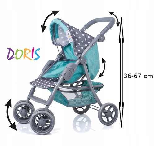 WÓZEK DLA LALEK spacerowy duża spacerówka TORBA PRZEWIJAK regulowana rączka na Arena.pl