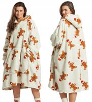 NA ŚWIĘTA PREZENT KOC BLUZA 2W1 OVERSIZE GRUBA KOCOBLUZA FUTRZAK SZLAFROK