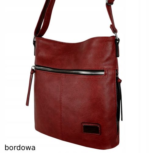 Torebka Damska Listonoszka Bordowa Torba Worek Na Ramię Długi Pasek Lekka na Arena.pl