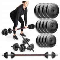 SZTANGA SKRĘCANA 2W1 DO TRENINGU HANTLE 2X10 KG ZESTAW OBCIĄŻENIA 20KG