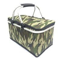 składany kosz termiczny na zakupy, piknik 47x27x23cm kp01moro