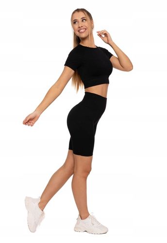 Czarne Kolarki KRÓTKIE LEGGINSY DAMSKIE Push-Up Wysoki Stan MORAJ L/XL na Arena.pl