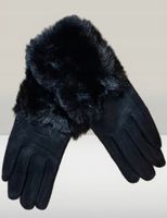 RĘKAWICZKI ZIMOWE ocieplane futerkiem GLOVES CIEPŁE CZARNE NA PREZENT