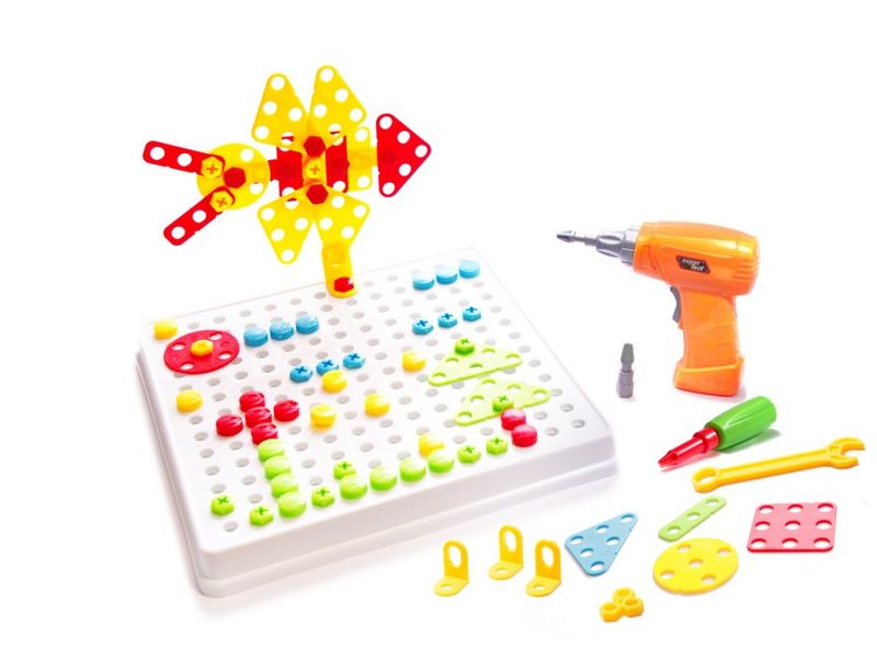 Puzzle Klocki w walizce 6w1 + wkrętarka 261 el. zdjęcie 1