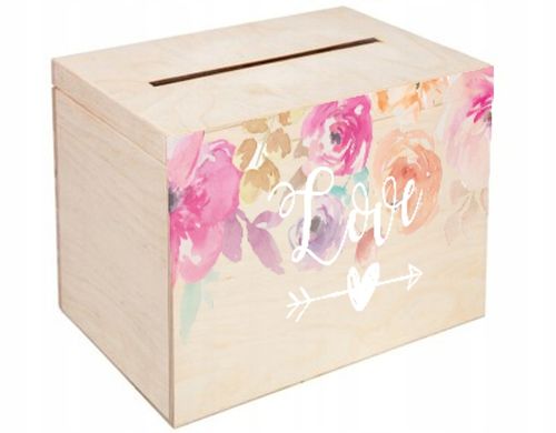 Pudełko na koperty drewniana skrzynka z nadrukiem na Arena.pl