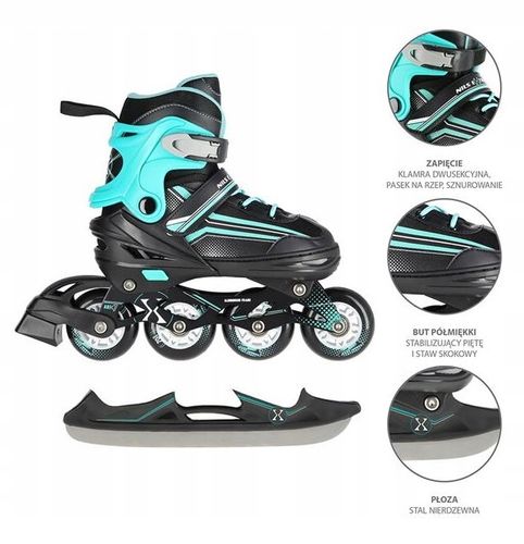 Rolki nils łyżworolki regulowane łyżwy 2w1 extreme r.L 39-43 regulacja na Arena.pl