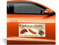 Magnes na samochód reklama magnetyczna 60x30 cm kiełbasa kaszanka z grilla