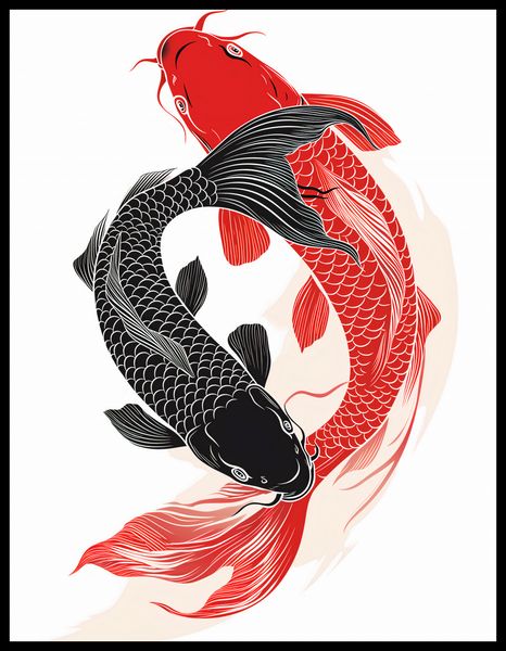 Plakat 50x65cm Yin i Yang Koi zdjęcie 2
