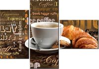 100CM 70CM ZEGAR 3 ELEM APETYCZNA KAWA ŚCIENNY OBRAZ