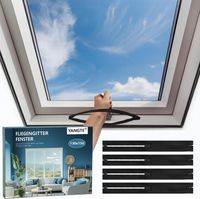 Moskitiera na Okno Dachowe 130x150 cm Siatka z Zamkiem 4 Sztuki Czarna