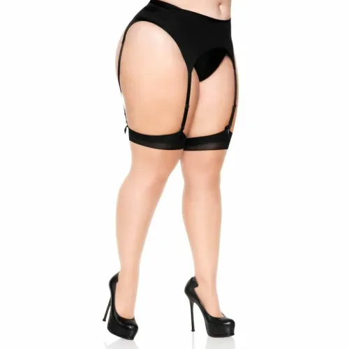 leg avenue pończochy plus size 2-tone lycra z tylnym szwem nude/czarne na Arena.pl