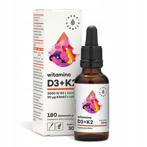 AURA HERBALS Witamina D3 + K2MK7 w kroplach 30 ml na Arena.pl