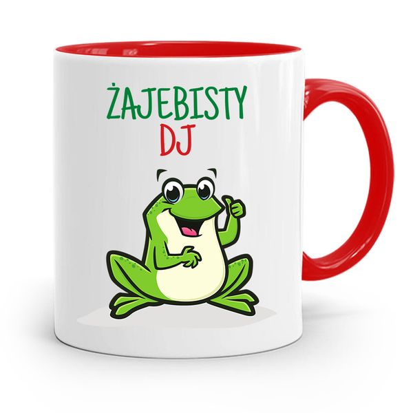 Dla Dja Muzyka Kubek Czerwony Żajebisty Dj Prezent Z Nadrukiem Ze Zdjęciem zdjęcie 1