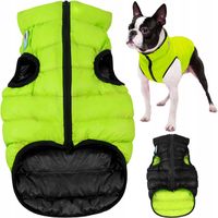 Dwustronna kurtka dla psa zielona-czarna, r. S40