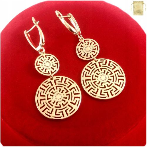 POZŁACANE KOLCZYKI ZE STALI CHIRURGICZNEJ WZÓR GRECKI WISZĄCE, ZJAWISKOWE na Arena.pl