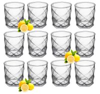 Komplet zestaw 12 szklanek do napojów wody drinków 330 ml geometryczny wzór