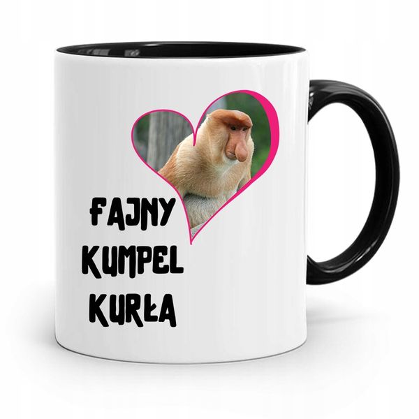 Kubek Czarny Dla Przyjaciela Fajny Kumpel Kurła Z Nadrukiem Ze Zdjęciem zdjęcie 1