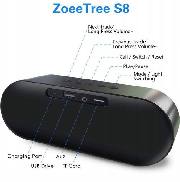 Bezprzewodowy głośnik led ZoeeTree S8 zdjęcie 2