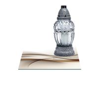 SZKLANA PODSTAWKA POD ZNICZE Z DEDYKACJĄ 35x35cm Miedź 139g