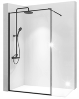 ŚCIANKA PRYSZNICOWA WALK IN REA BLER BLACK NANO 90x195 cm SZKLANA SZYBA