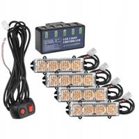 4x STROBOSKOPOWA LAMPA LED POMARAŃCZOWA POMOC LAWETA 12-24V KOGUT Z PILOTEM