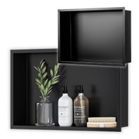 Półka wnękowa 45x30x10cm czarna mat do łazienki