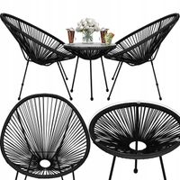ZESTAW KAWOWY MEBLE OGRODOWE ACAPULCO STOLIK +2 KRZESŁA BALKON TARAS CZARNE