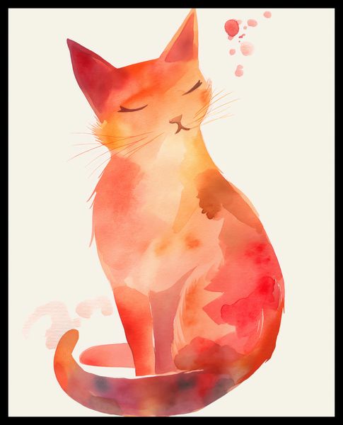 Plakat 40x50cm Akwarelowy Kot zdjęcie 2