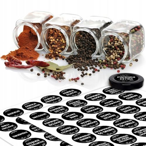 POJEMNIKI NA PRZYPRAWY x24 Szklany słoik 120ml + Etykiety Organizer Kol-Pol na Arena.pl