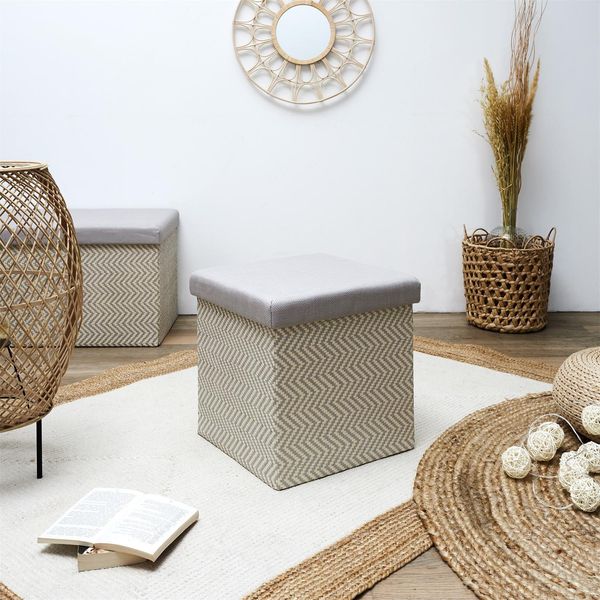 Pufa Intesi Vels Boho szaro beżowa zdjęcie 2