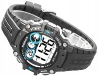 Zegarek Sportowy Czarny Męski Kwarcowy Wodoodporny Budzik Timer