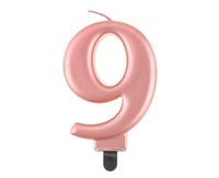 Świeczka na tort cyfra 9 różowe złoto urodziny
