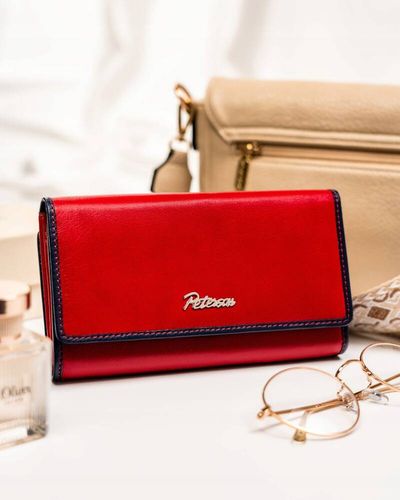 pojemny, skórzany portfel damski na zatrzask i suwak - peterson na Arena.pl