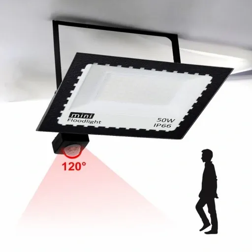 HALOGEN LED 50W NAŚWIETLACZ SLIM CZUJNIK RUCHU ZEWNĘTRZNY DO MAGAZYNU zdjęcie 2