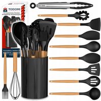 PRZYBORY KUCHENNE ZESTAW AKCESORIÓW KUCHENNYCH XXL 12 SZT CZARNE SILIKONOWE