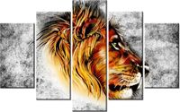 70 100CM OBRAZ 5 ELEM ŁEB LWA DRUK PŁÓTNO