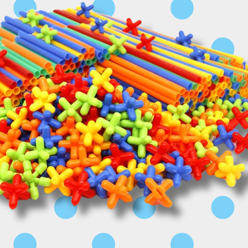 zestaw klocków konstrukcyjnych 800 elementów kreatywne słomki dla dzieci na Arena.pl