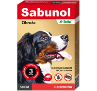 SABUNOL Obroża dla psa 50 cm na pchły kleszcze owadobójcza czerwona